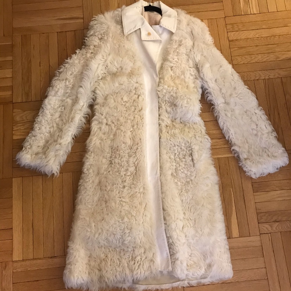 Derek Lam Ivory Shearling Fur Coat
